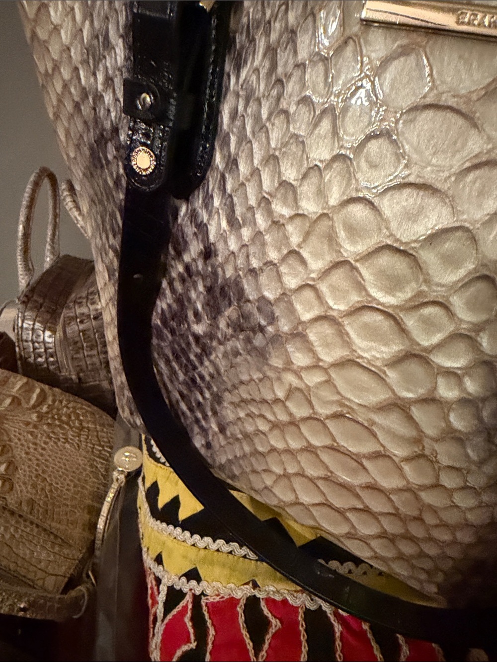 Brahmin Python-Print Tote Bag in Neutral/Black - Picture 16 of 16